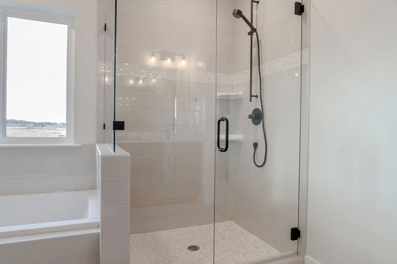 Finished Shower Stall with Glass Doors